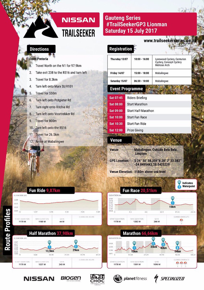 Trailseeker MTB Series (@trailseekermtb) on Twitter photo Everything you need to know for this weekend's <a href="/nissanza/">Nissan South Africa</a> #TrailSeekerGP3 Lionman <a href="/MabalingweR/">Mabalingwe Reserve</a> : advendurance.com/RaceComms/Trai… Everything you need to know for this weekend's <a href="/nissanza/">Nissan South Africa</a> #TrailSeekerGP3 Lionman <a href="/MabalingweR/">Mabalingwe Reserve</a> : advendurance.com/RaceComms/Trai…