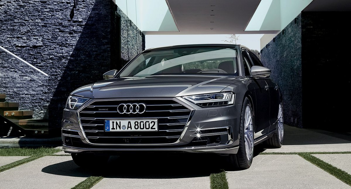 AudiOfficial's tweet image. Here it is - our new baby: The all-new #AudiA8 #AudiSummit #NoMoreCamouflage