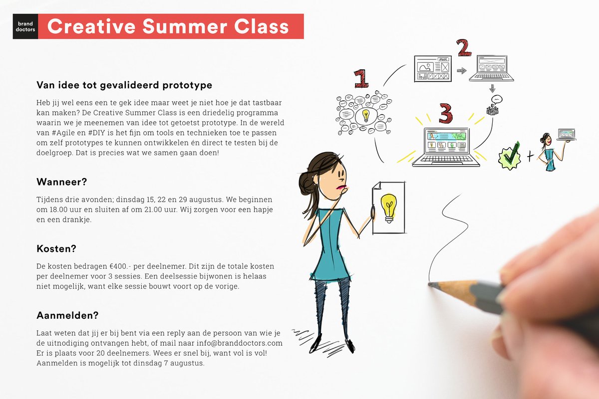 lisetjes's tweet photo. #Marketeers en #Communicatiemedewerkers van Nederland: Zelf aan de slag met gevalideerde prototypes? Kom dan naar de Creative Summer Class https://t.co/MvPPcQOj73