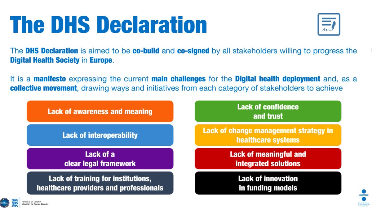 ECHAlliance's tweet photo. The #Digitalhealth Society declaration-the manifesto #ehealthTallinn #ehealth #EU2017EE @JulienVenne @eHealthTallinn https://t.co/kExlms1VXw https://t.co/UzqbvIWass