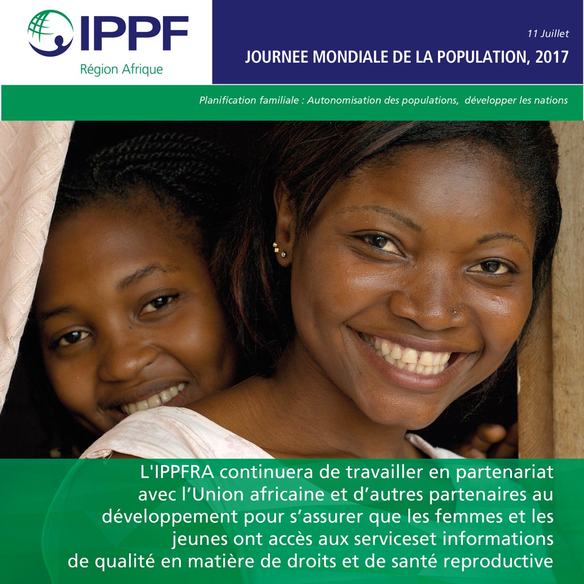 S’assurer que les femmes et les jeunes ont accès aux service set informations de qualité en matière de droits et de santé reproductive #WPD