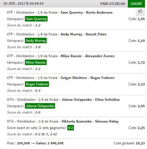 PronosEuropean's tweet image. COMBINE 10/07/2017 ✅
Côte 19.23 ✅
Ceux qui sont interessés, lire notre tweet epinglé. 
#ParionsSport #TeamParieur