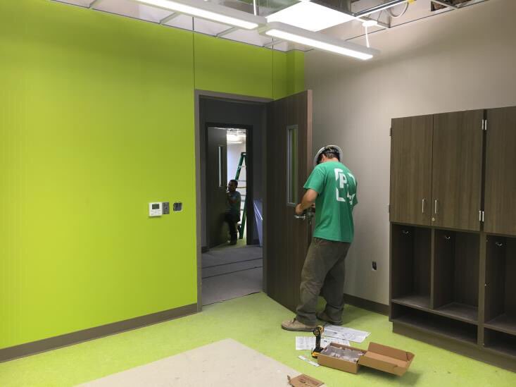 JECEMagnet's tweet photo. Finishing touches are being added to the classrooms and casework being installed the admin area. https://t.co/8hAfpEQ8VT