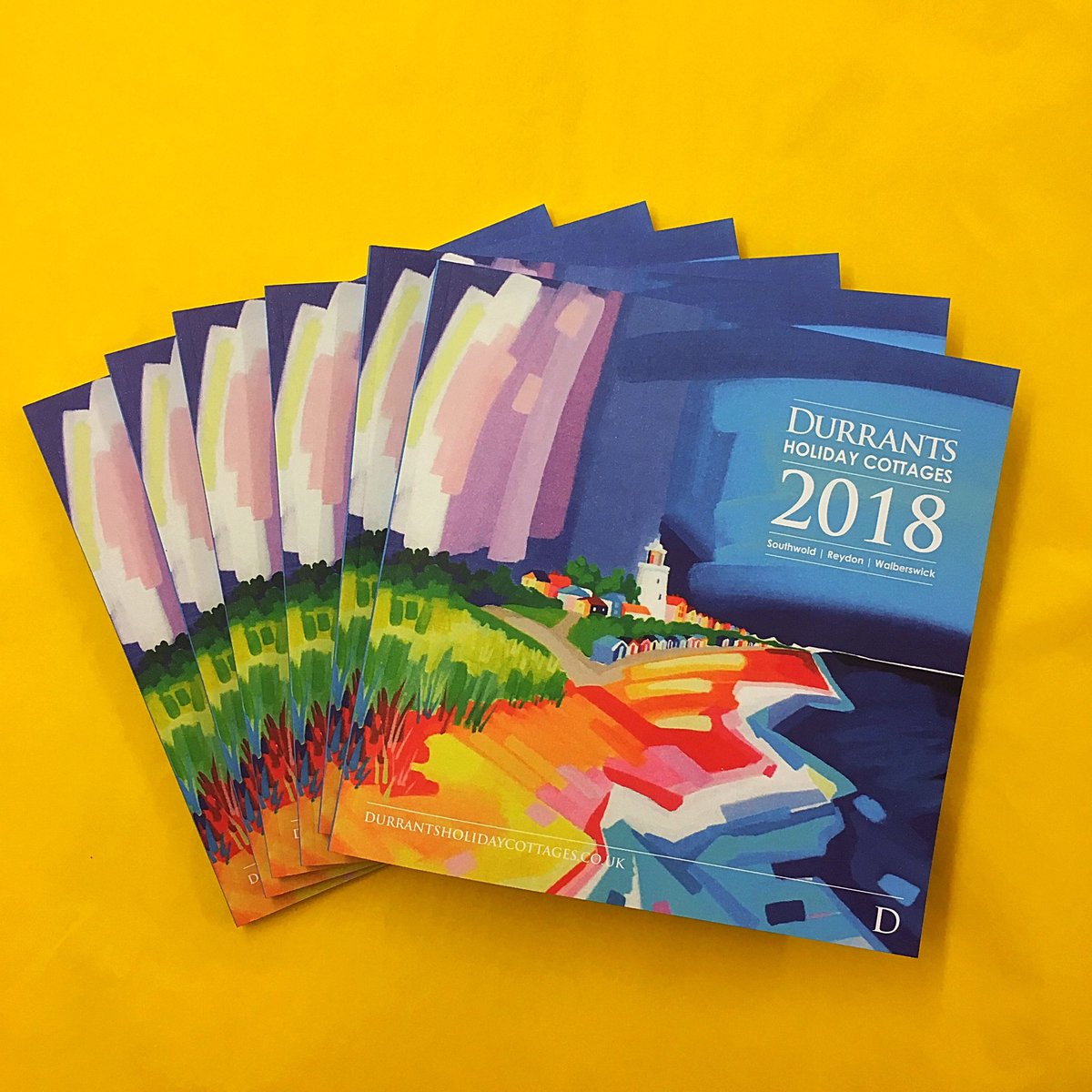 S_H_Gallery's tweet photo. Happy to see the new @durrantsholiday brochures flying out! This painting was inspired by walks to school from my family home in Ferry Road. https://t.co/ETMz5n2nyE