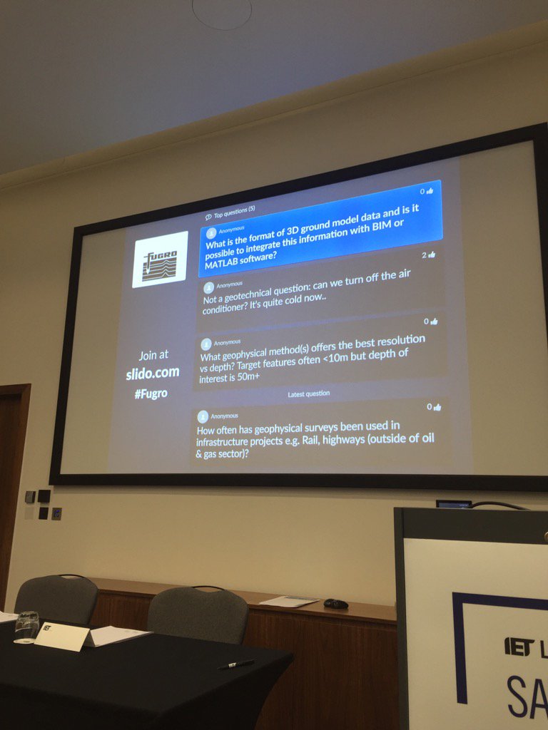 drchriscoleman's tweet photo. In London presenting the @fugro #SiteCharacterisation seminars and using @Slidoapp for audience feedback. Great Q's! https://t.co/PaM12l8JtK