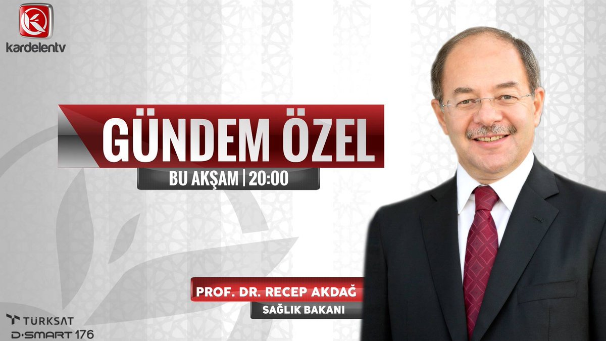 kardelentv's tweet photo. Sağlık Bakanı Prof. Dr. Recep Akdağ Gündem Özel'e konuk oluyor. Gündem Özel Bu Akşam 20:00'da Kardelen Tv'de ! https://t.co/NTa9XNvsME
