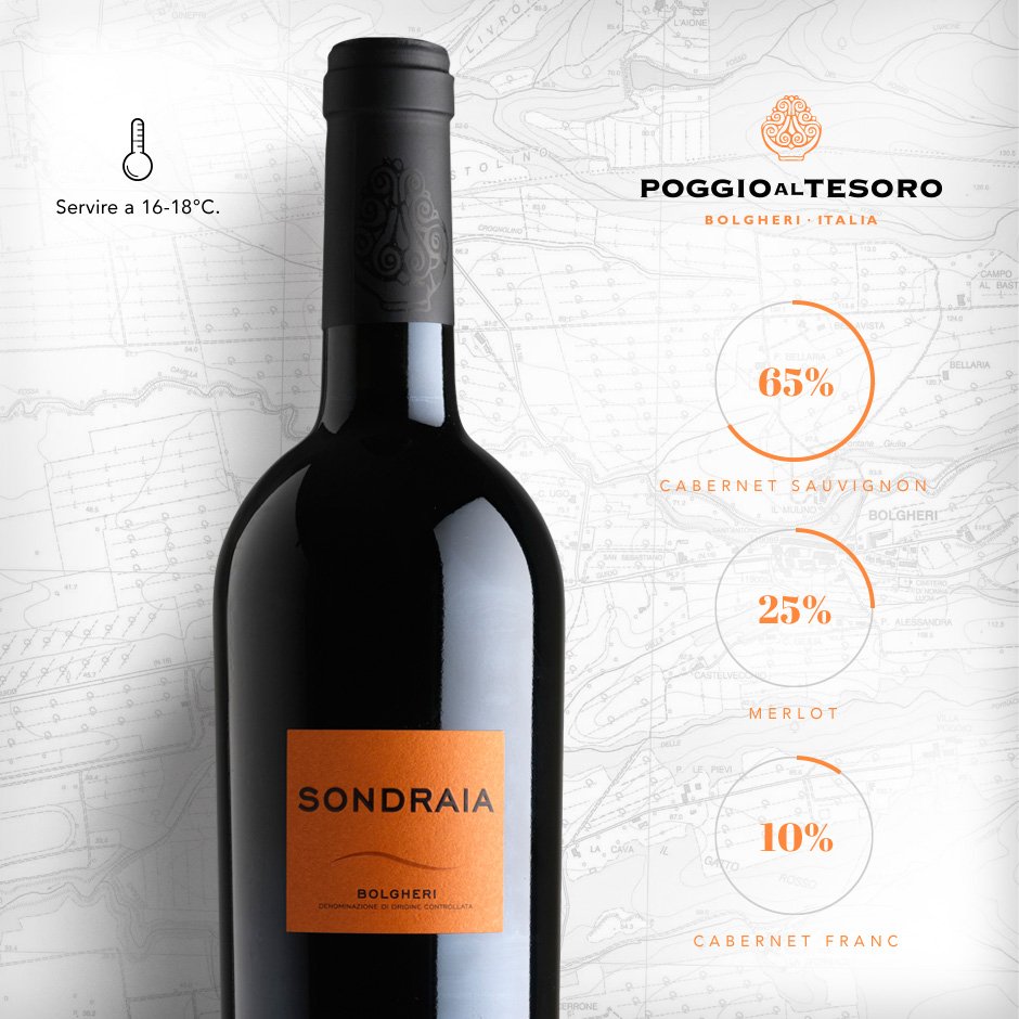 Il Sondraia di Poggio al Tesoro: un nuovo classico del bolgherese, con uve di Cabernet Sauvignon, Merlot e Cabernet Franc.
#poggioaltesoro