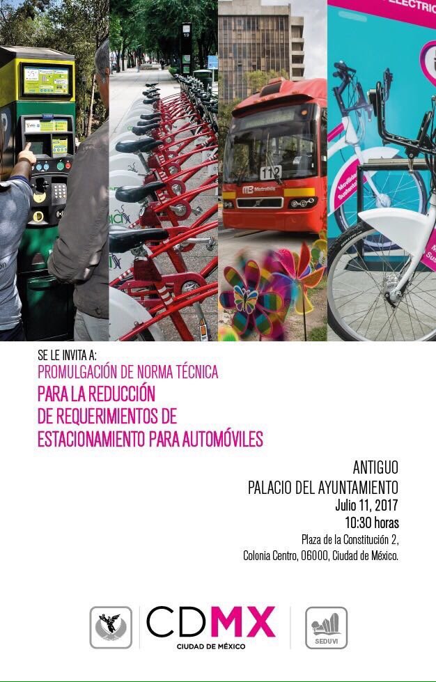 Que hoy por fin, después de ya unos 4 años de gestión y trabajo desde la sociedad civil, se reformará la norma de estacionamiento en la CdMx