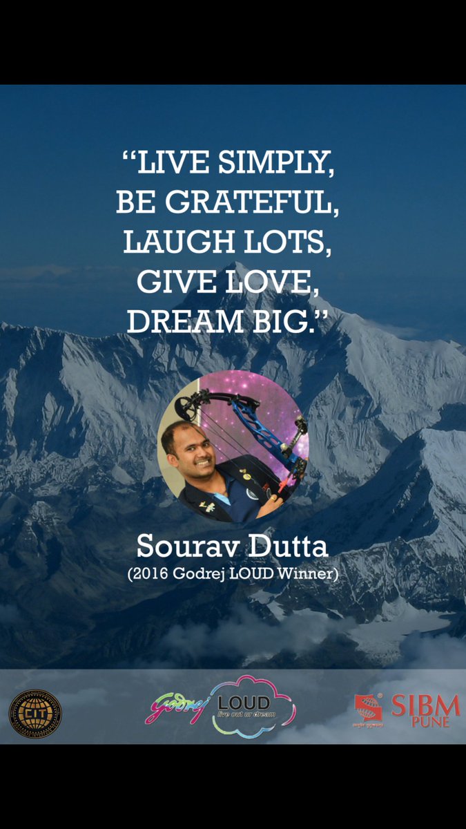 CIT_SIBMPune's tweet photo. Sourav Dutta drew the bow with all his might &amp; launched his dream into reality!
#GodrejLOUD2017 #GodrejOnCampus #DreamOutLOUDer #CITSIBMPune https://t.co/BuaBxcjRSF