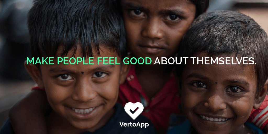 VertoApp's tweet photo. Who says changing the world has to do with money or business? It has to do with kindness. #AdsForACause https://t.co/g3y8ihzFap