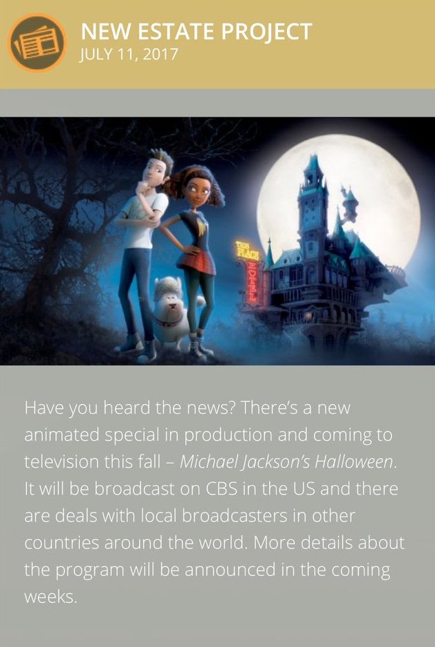 TheMJCast's tweet photo. BREAKING: Michael Jackson Estate announces a cartoon - 'Michael Jackson's Halloween'. Worst. Announcement. Ever. Except yesterday's. -C https://t.co/cB5usLEhx9