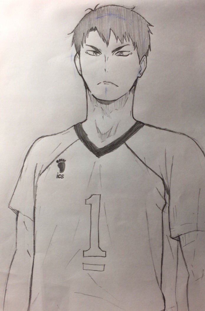 いあいあお とあるアニメ制作会社のポコンツ下っ端 ハイキュー 誰だろうと受けて 立つ 白鳥沢学園 ウシワカ 牛島若利 模写 途中で力尽きた ハイキュー Hq 白鳥沢学園 牛島若利