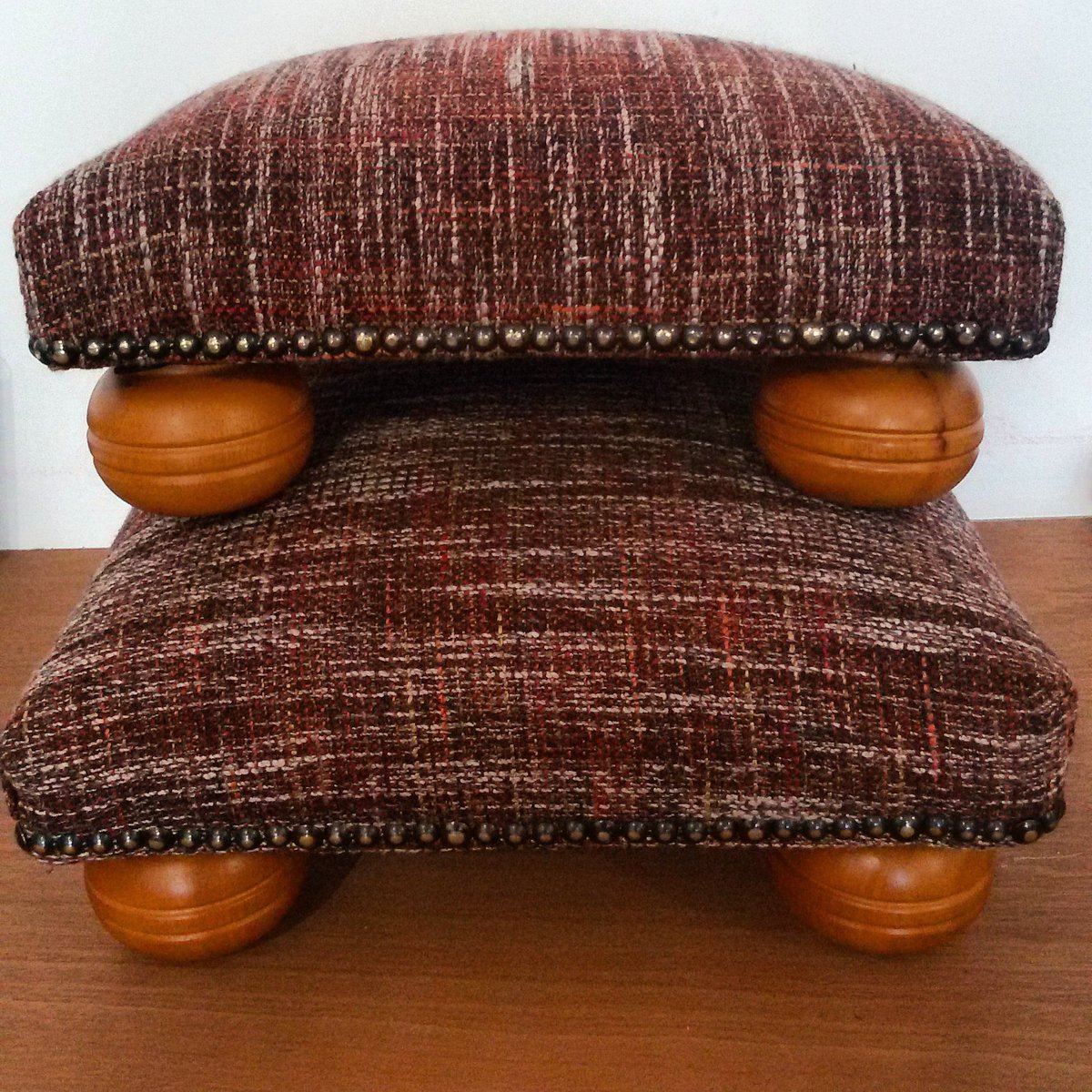 Funky Footstool ready to go!
#Warwick #fabric #upholstery #funky #style