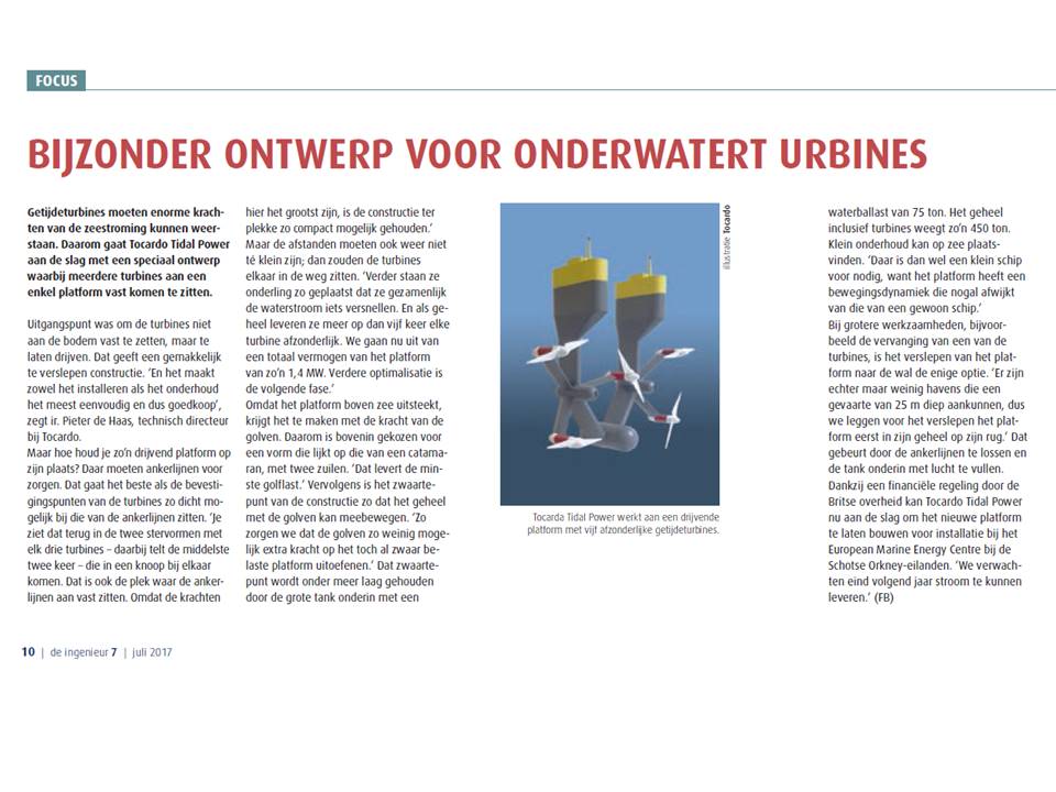 tocardo's tweet photo. Interessant artikel in #deIngenieur met daarin een duidelijke uitleg over de werking van de #getijdeturbine #UFS van #Tocardo https://t.co/sGJHVzvjVQ