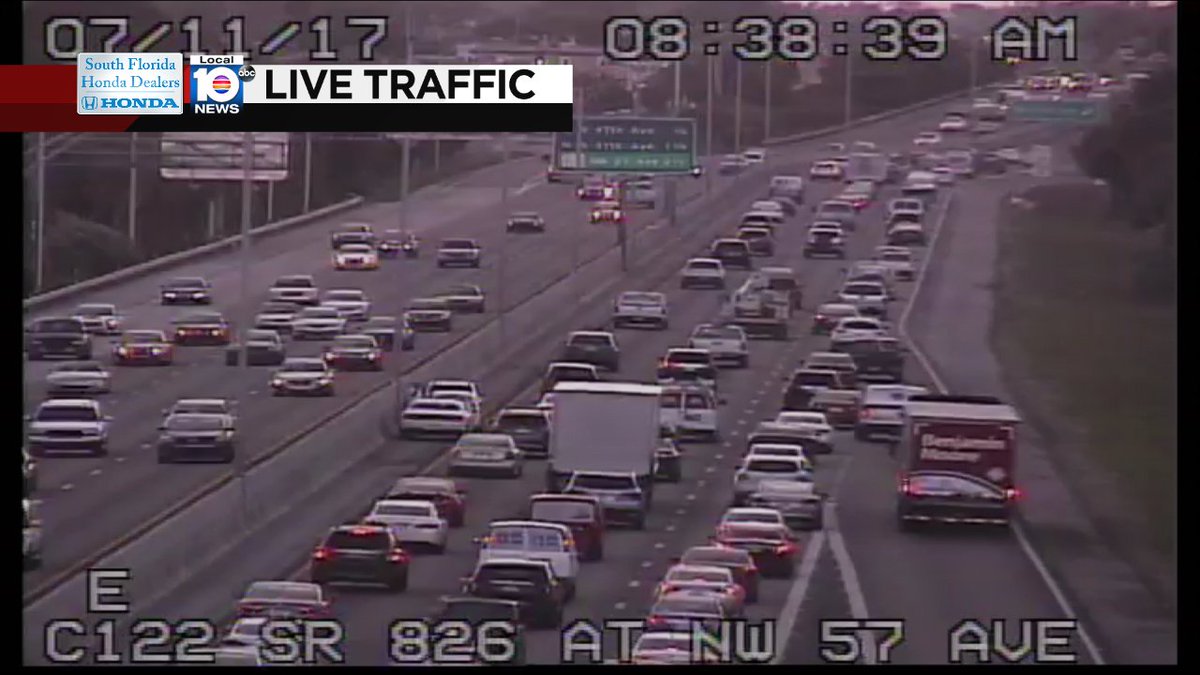 Crash on SR-826 EB at NW 57th Ave #traffic https://t.co/SKsuWBVeem