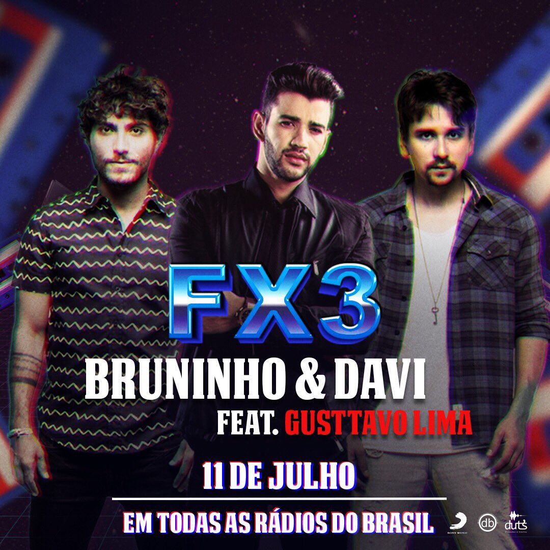 104fmnossaradio's tweet photo. Hoje em todas as rádios do Brasil tem lançamento com @BruninhoeDavi - Faixa 3 part: @gusttavo_lima! Peça na sua rádio favorita!📻🎶 #faixa3 https://t.co/HppMFztr3y