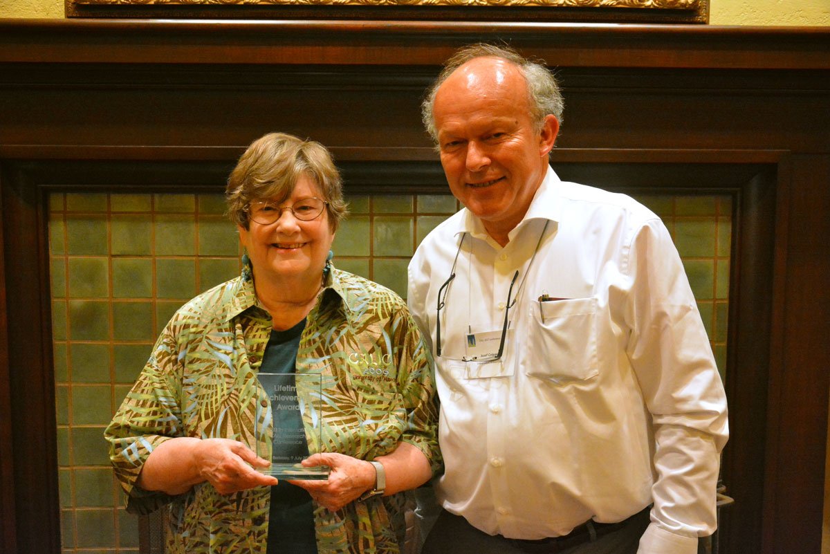 Claire Bradin Siskin <a href="/cbsiskin/">Claire Bradin Siskin</a> wins Lifetime Achievement Award #CALL2017 conference <a href="/UCBerkeley/">UC Berkeley</a> (pic <a href="/MiMarek1/">Michael Marek</a>)