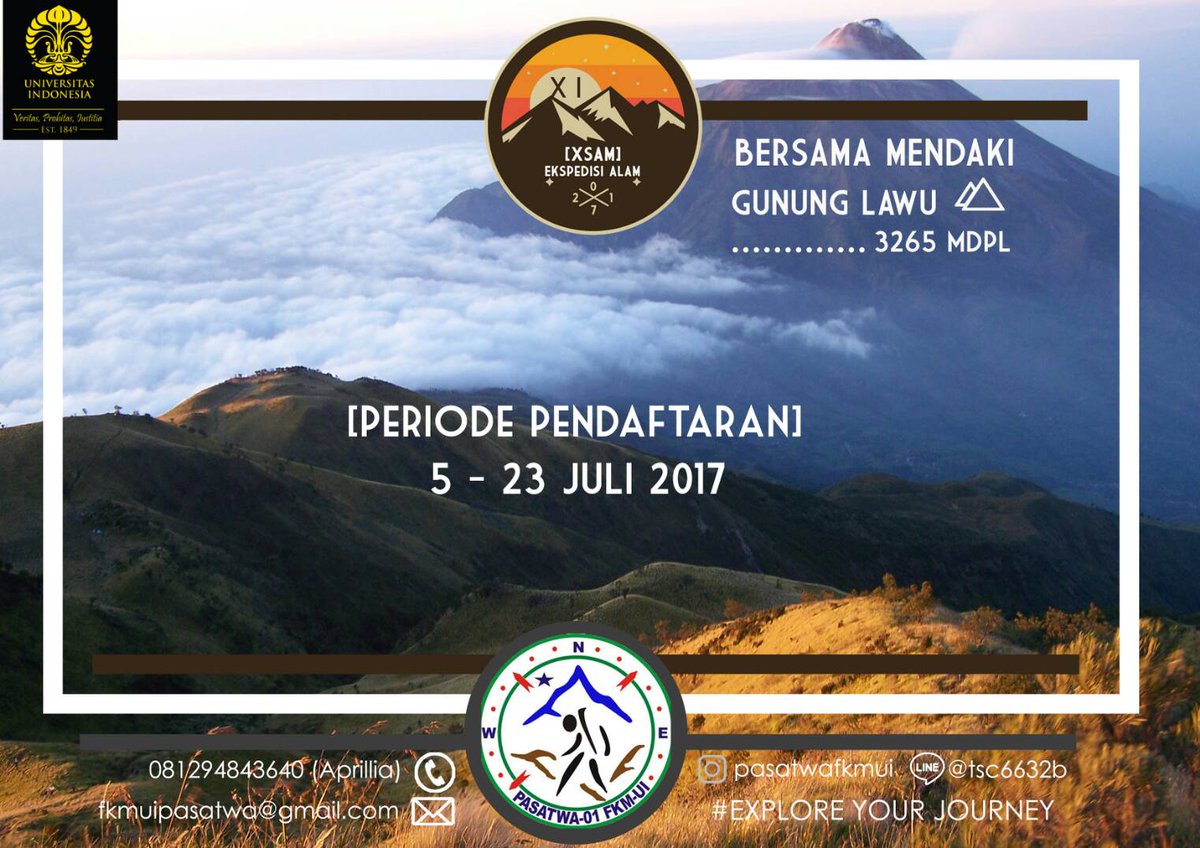 PasatwaFKMUI's tweet photo. #PASATWAFKMUI2017
#ExploreYourJourney! 
#EKSAMXI
#Lawu3265mdpl
#PendakianBersama
#MyTripMyAdventure https://t.co/OaITZ4wCmz