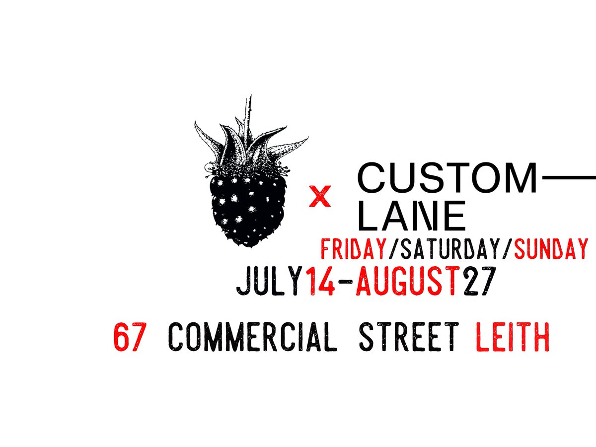 BrambleBar's tweet photo. FRIDAY Bramble x Custom Lane opens 4 PM. July 14-Aug 27. Excited to be in #Leith. Our 1st branching out, of this sort, ever. Come say hello? https://t.co/kCilmXoc56