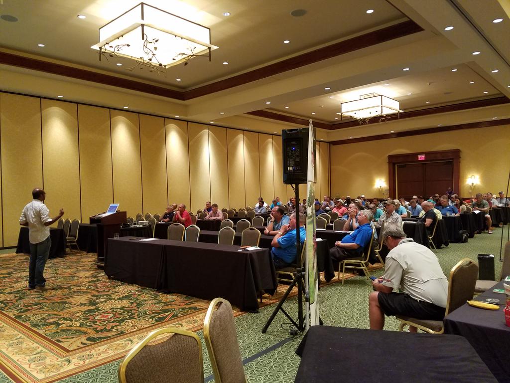 JanetDHurley's tweet photo. Dr. Bagavathianan talking to #texasturfgrass meeting about herbicide resistance on annual bluegrass. @AggieTurf @TexasDeptofAg @txextension https://t.co/bwhgkShFWm