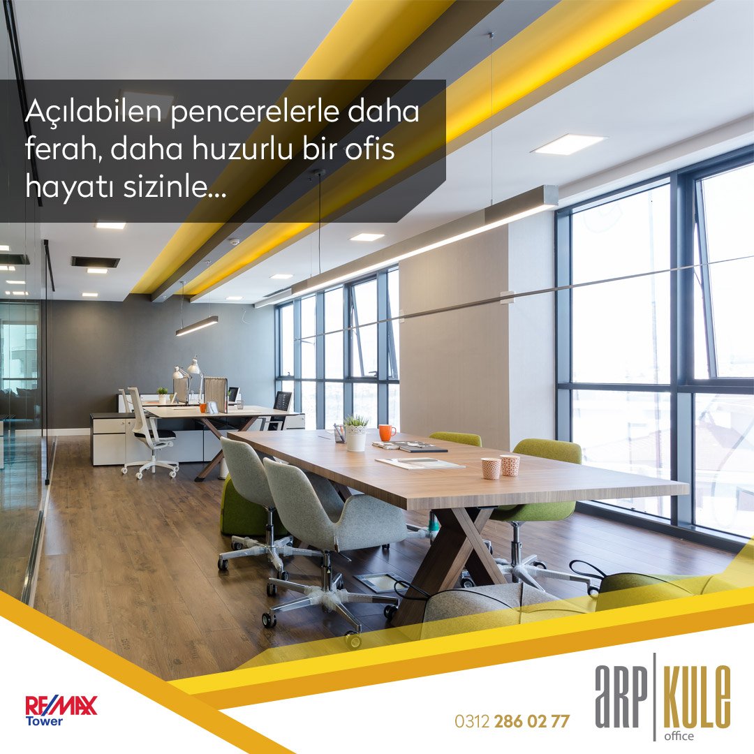 KuleArp's tweet photo. Açılabilen pencerelerle daha ferah, daha huzurlu bir ofis hayatı sizinle…  #arpkule #remaxtower #ticarigayrimenkul #ofis #kuleofis https://t.co/XukxGGqX4u