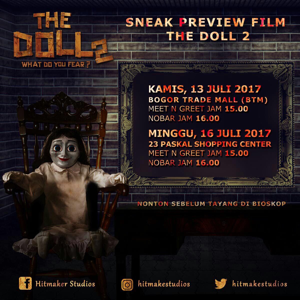 Yg mau ikutan sneak preview the DOLL 2 di Bogor &amp; Bandung! Info bs liat disini 👇🏻<a href="/HitMakeStudios/">Hitmaker Studios</a>