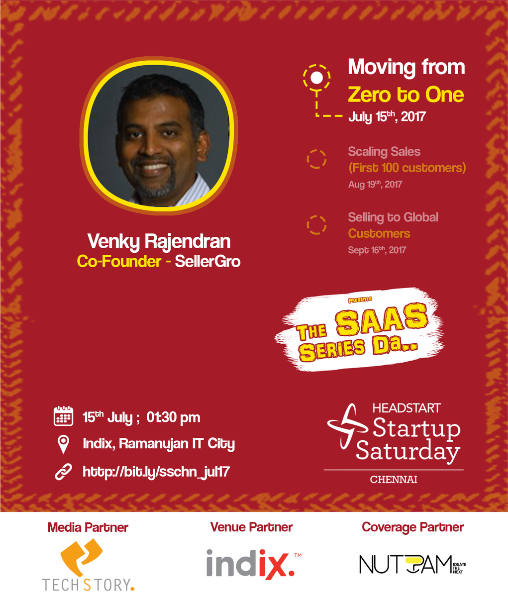 vgsiddarth's tweet photo. Mr. Venky Rajendran, Cofounder of SellerGro will be with us this Saturday for this month’s #SSChennai! @Headstarters @headstartchn https://t.co/hSj5AMC3JP