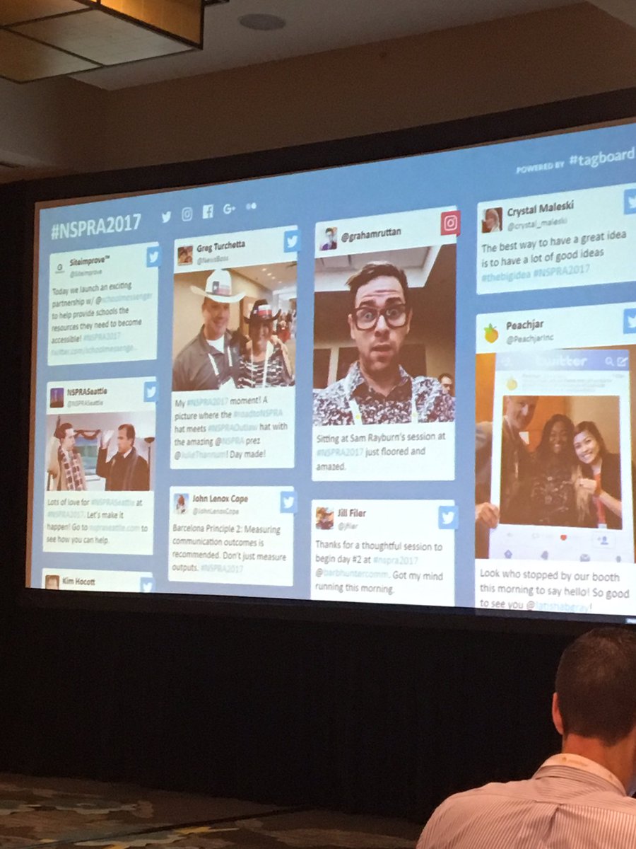 NSPRASeattle's tweet photo. We made the big screen! Now let's make the seminar happen in Seattle! #NSPRA2017 #NSPRASeattle https://t.co/fop5t0LUDv https://t.co/rxgvy9PQI3