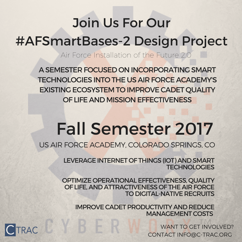 CCTI_PIA's tweet photo. @AFCyberWorx #AFSmartBases-2 aims to transform the @AF_Academy ecosystem by leveraging #IoT innovations - contact us today to join https://t.co/603Xta2PAn