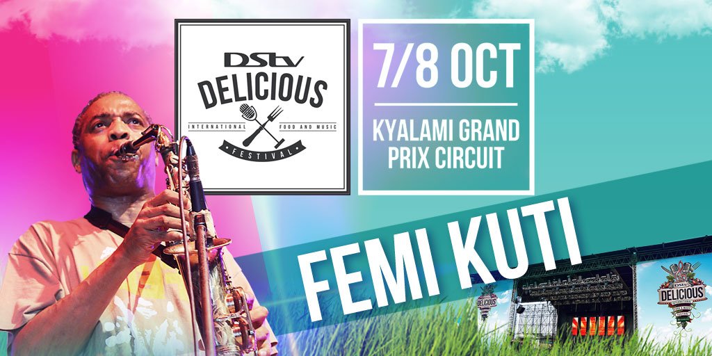DStv's tweet image. Nigerian award-winning world music artist @Femiakuti will also be performing at this year’s #DStvDelicious. Tickets bit.ly/16sgZT7