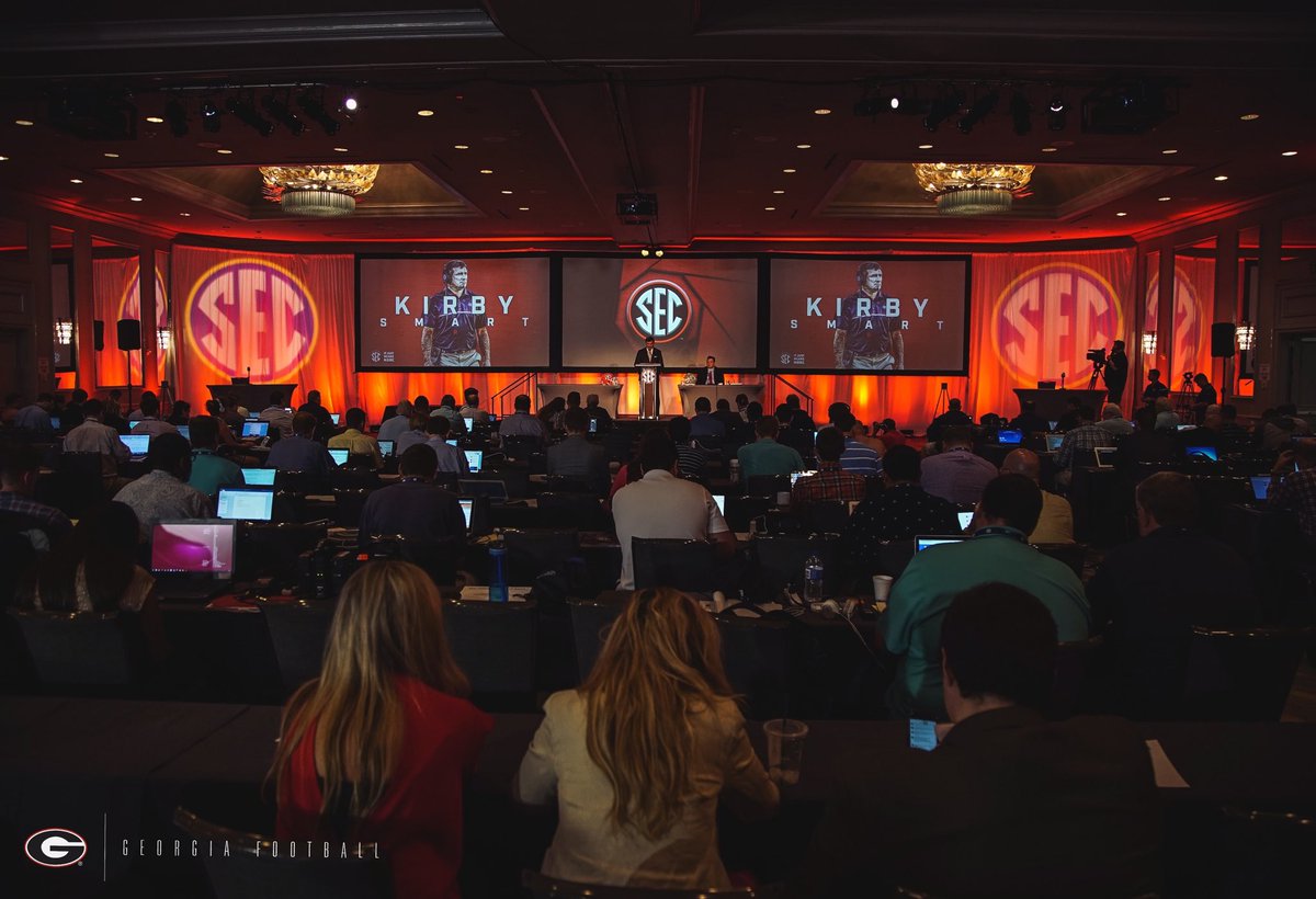 GeorgiaFootball's tweet photo. Attack The Day. 

#SECMD17 / #CommitToTheG 

🎙» @KirbySmartUGA https://t.co/Rxoinsi31y