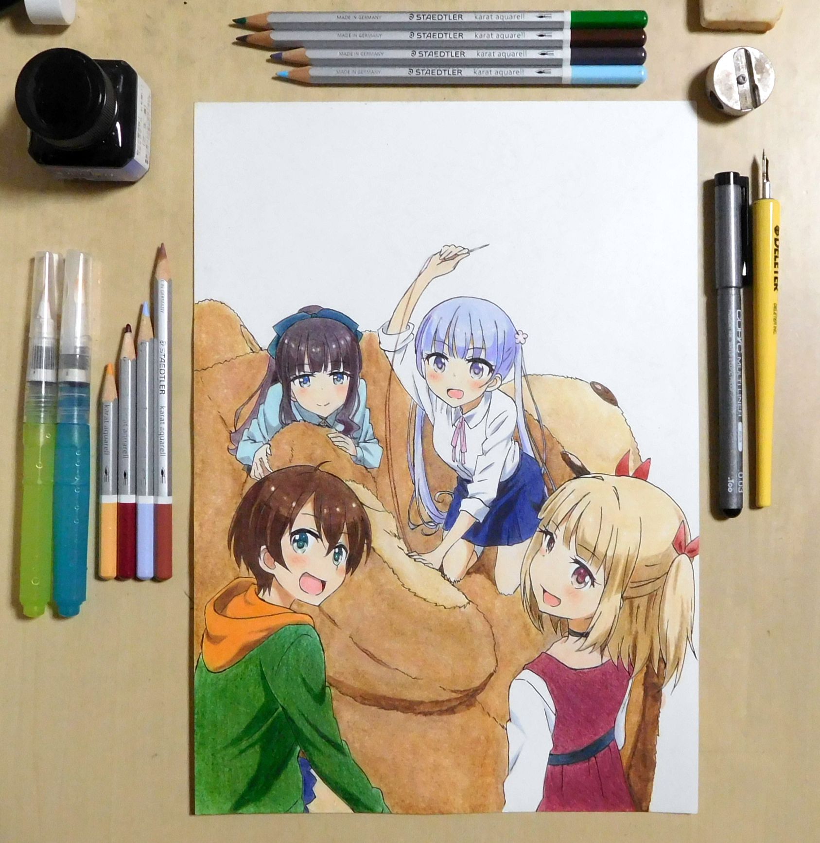 アニメキャラクター 色鉛筆画 はち on X: 