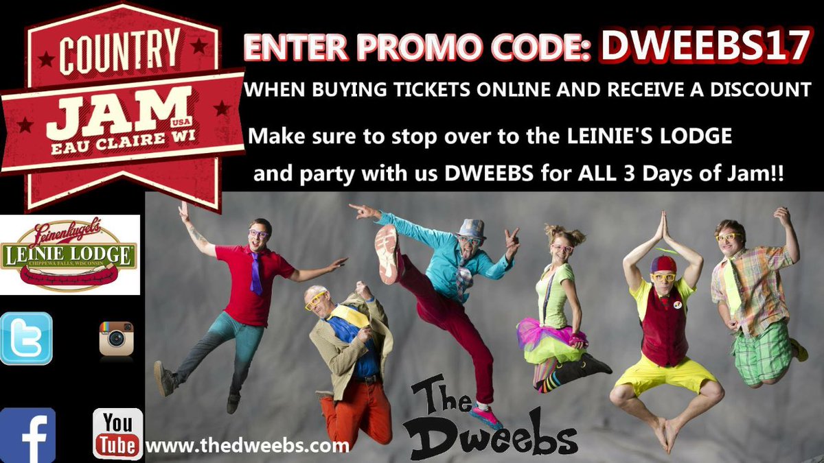 #save #big #money when you enter promo code: Dweebs17 while purchasing <a href="/CountryJam/">Country Jam</a>  tickets. #country #countryjam #music #festival