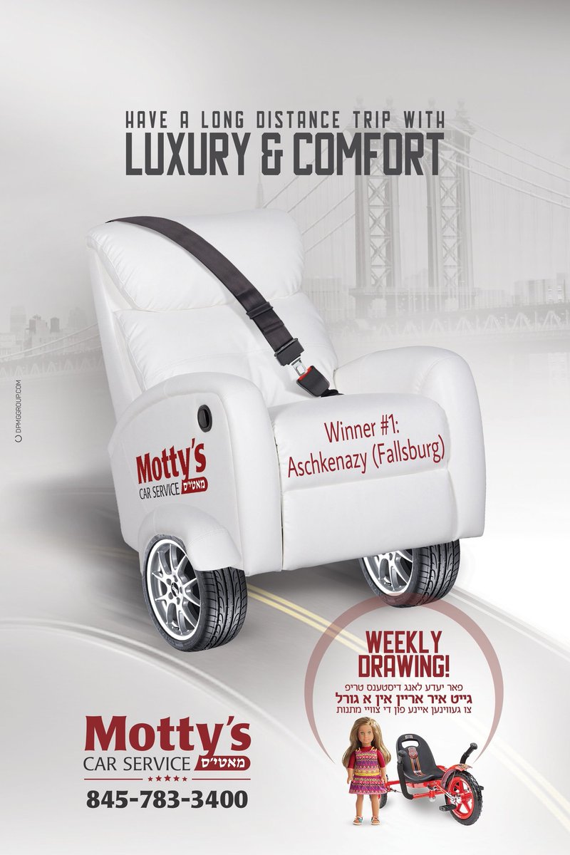 MottysCars's tweet photo. This week's LD winner is: Ashkenazy [South Fallsburg]. Call us today for your next Luxury &amp; Comfortable LD trip and enter next week drawing! https://t.co/Vxq1KNF5rE