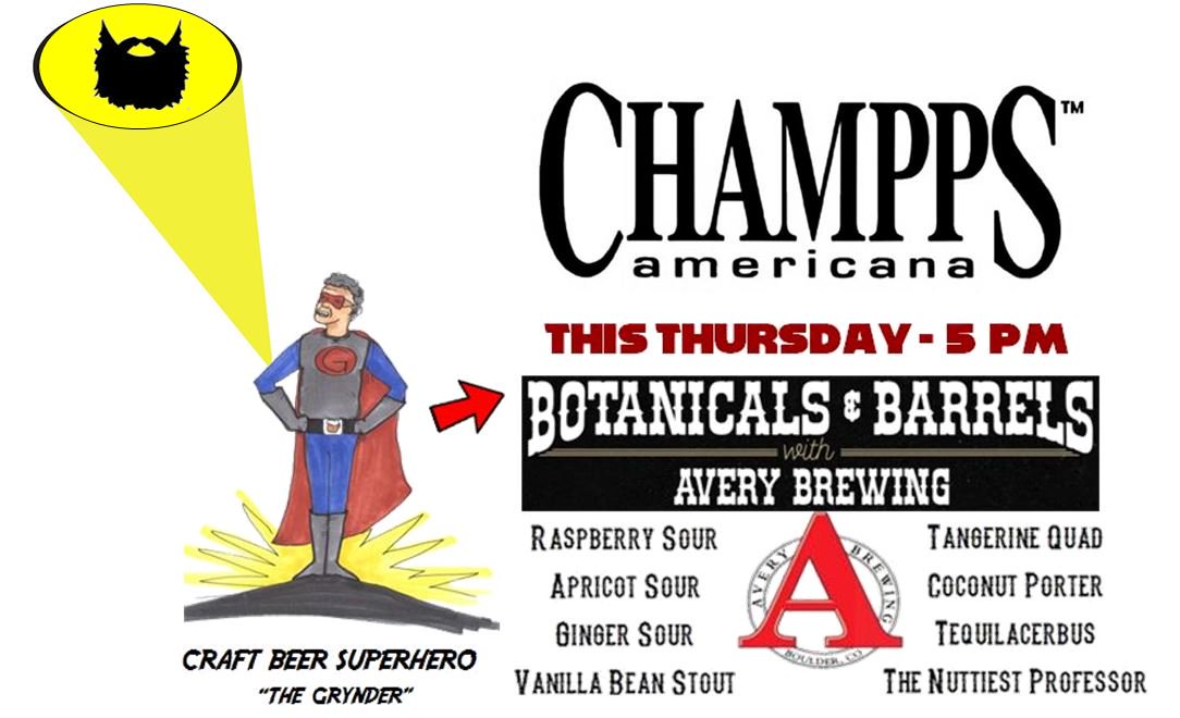 ChamppsBrook's tweet photo. The #BEARDSIGNAL has been sent out! @AveryBrewingCo & @ChamppsBrook "Botanicals & Barrels"! Report for duty this Thurs @ 5pm! @TomCiula https://t.co/hzOe312rIU
