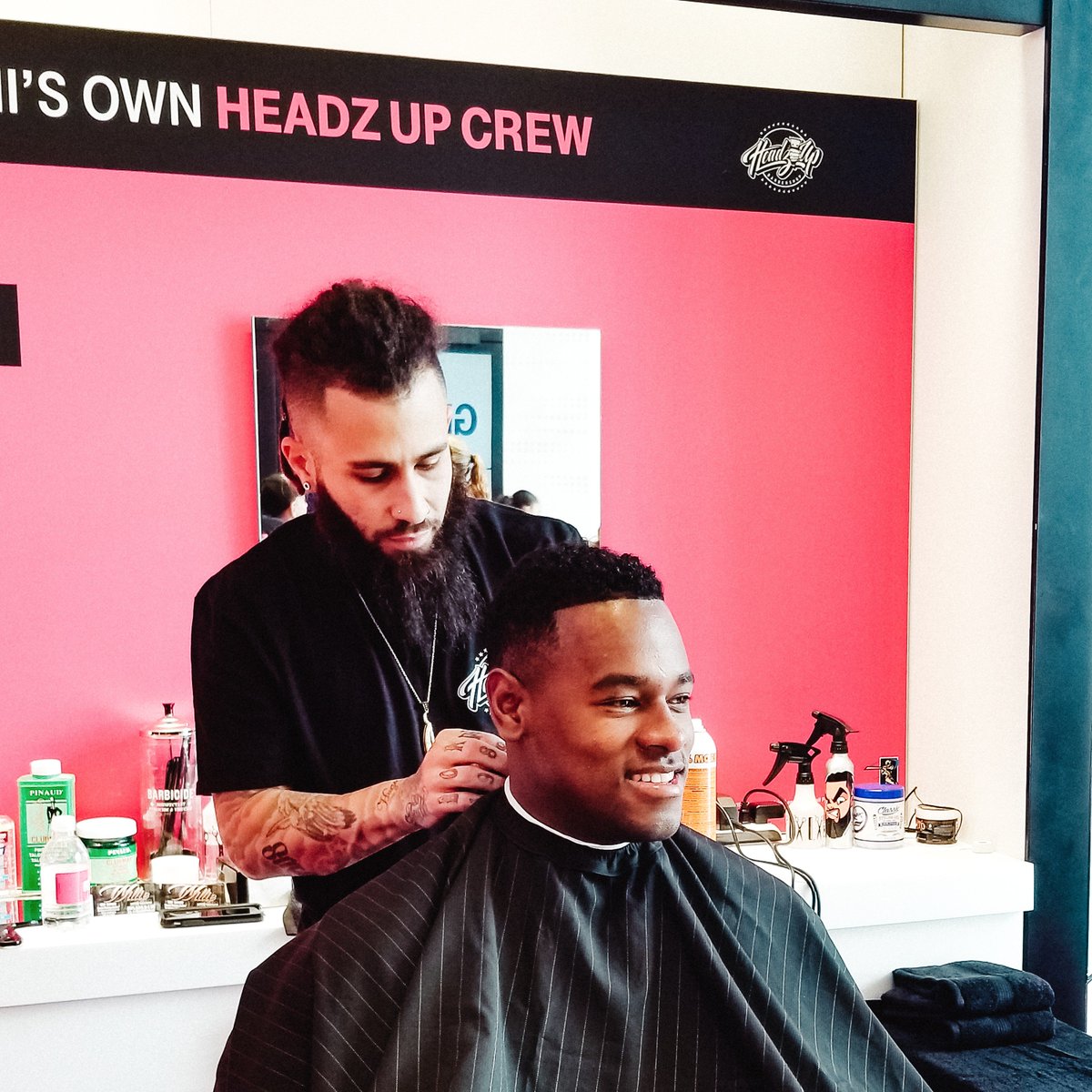 .<a href="/LuisSeverino94/">Luis Severino</a> getting #ASG fresh at the Un-carrier Barbershop 😎 #ScoreUnlimited