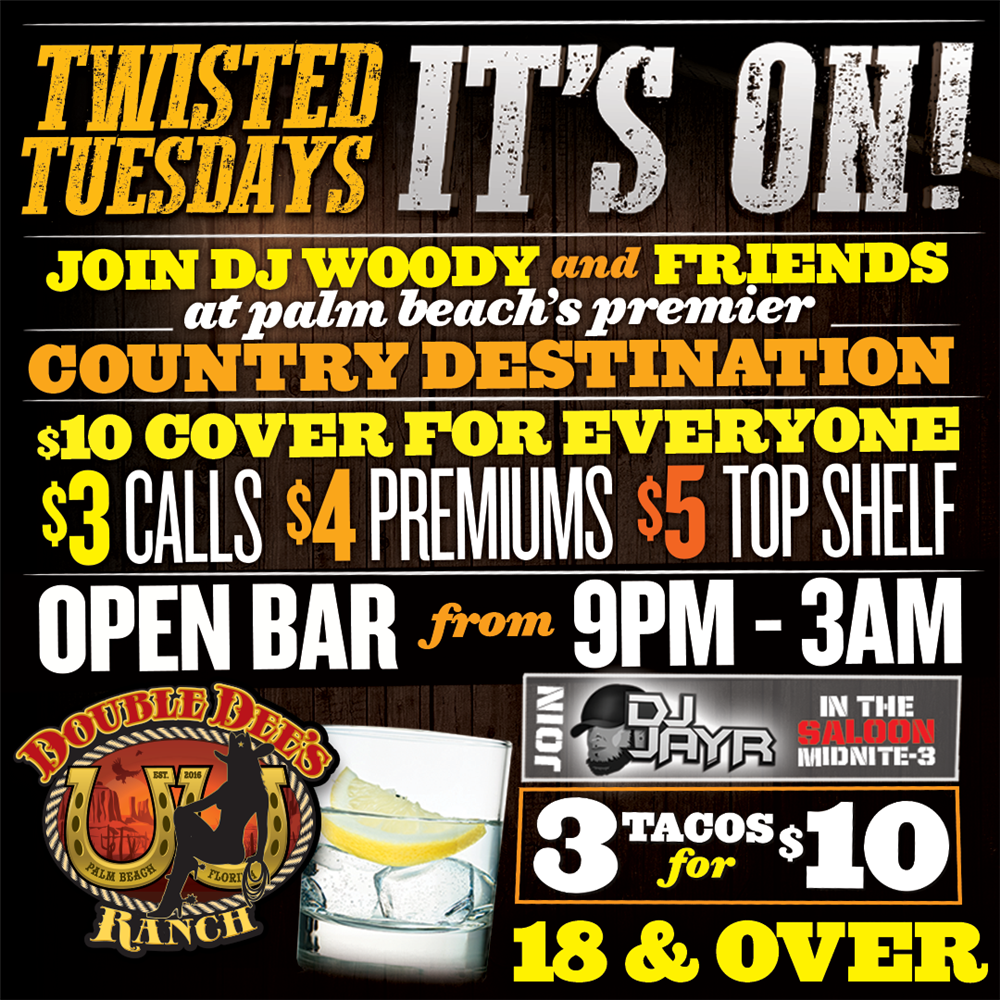 DoubleDeesRanch's tweet photo. ITS ON Tonight at the Ranch for #TwistedTuesdays with an open bar, taco specials, and of course a beer pong tournament! https://t.co/GOQsKbCSQV