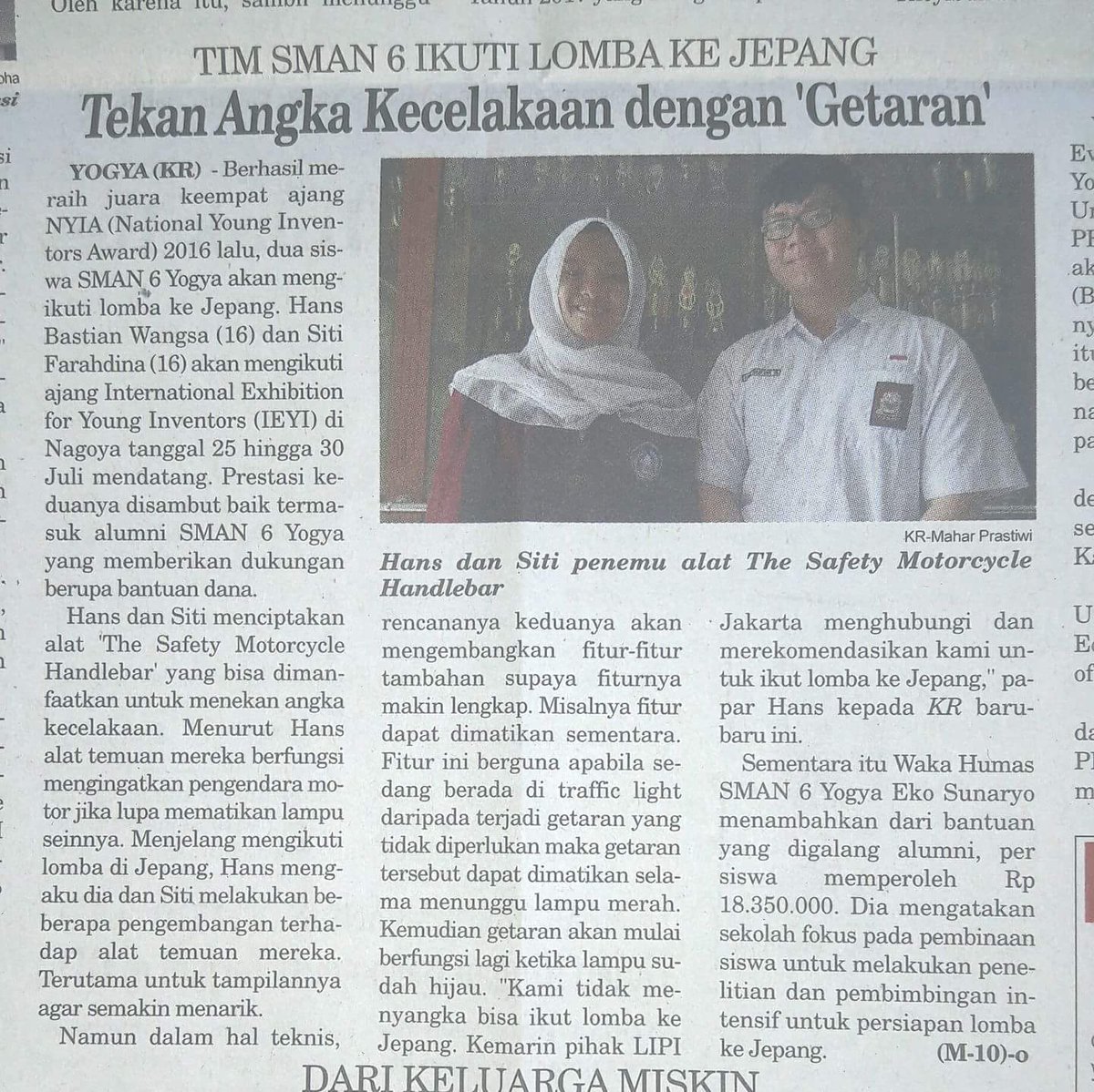 Mari kita doakan mereka supaya menang dan temuannya dipinang produsen otomotif 👐 #RizaSetiawan