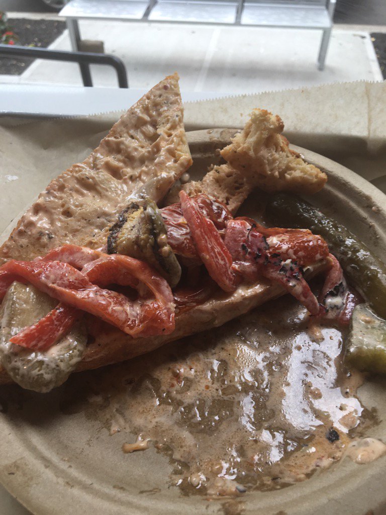dasindonna's tweet photo. 2nd attempt veggie sandwich at #orwashers/Amsterdam. 1st was all bread. This mostly pepper/mayo. #CustomerExperience https://t.co/QLn060Welx