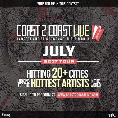 IsYgic's tweet photo. Vote for me to perform at #Dallas All Ages Edition 7/13/17! https://t.co/4jd7Y8HJ8X #Coast2Coast https://t.co/pkUPXKHJDY