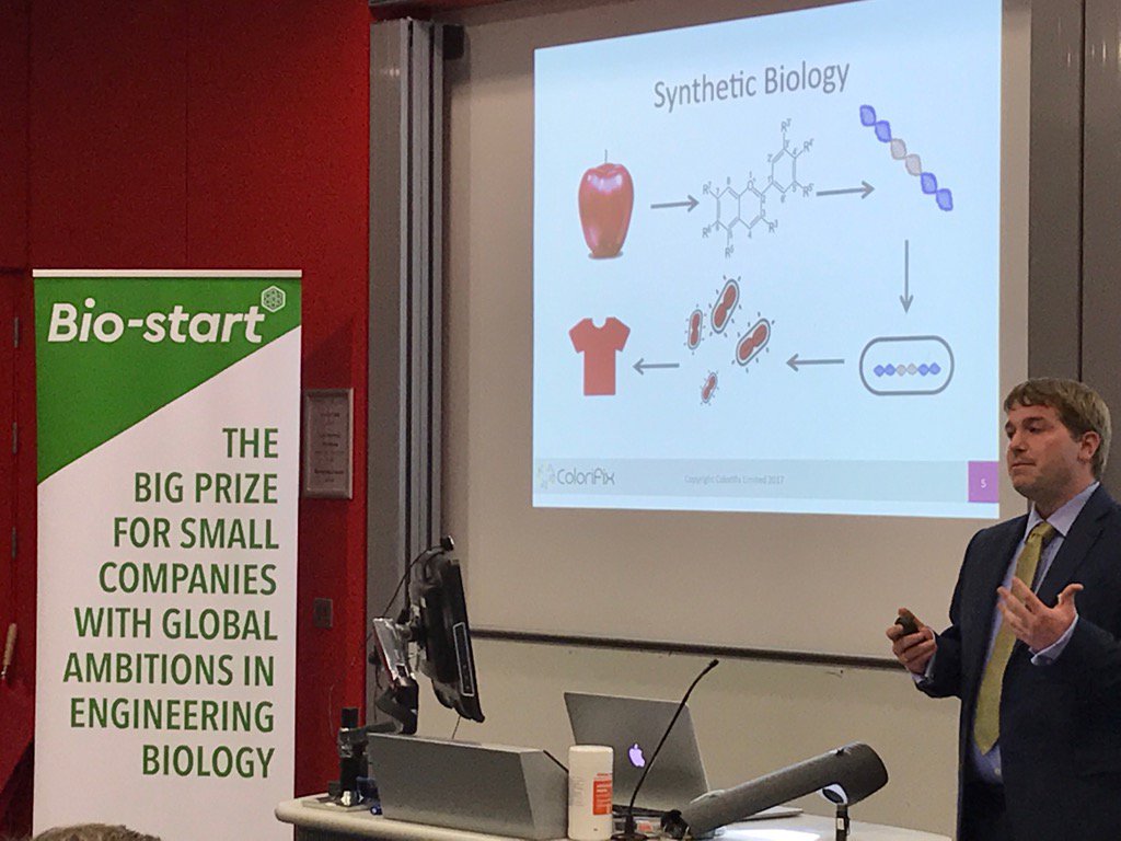 sciad_dc's tweet image. Fifth pitch @BioStartUK awards  @colorifix have developed a #synbio eco-friendly method for fixing dyes to fabrics