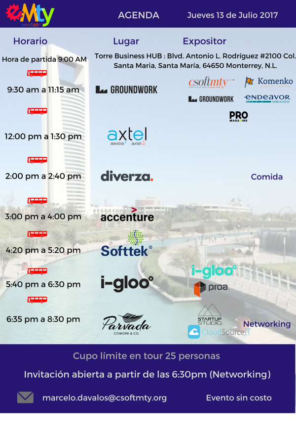 iClusterNL's tweet photo. Los invitamos al Tech Tour este Jueves, más información con @Csoftmty https://t.co/PMNnhU4cKp