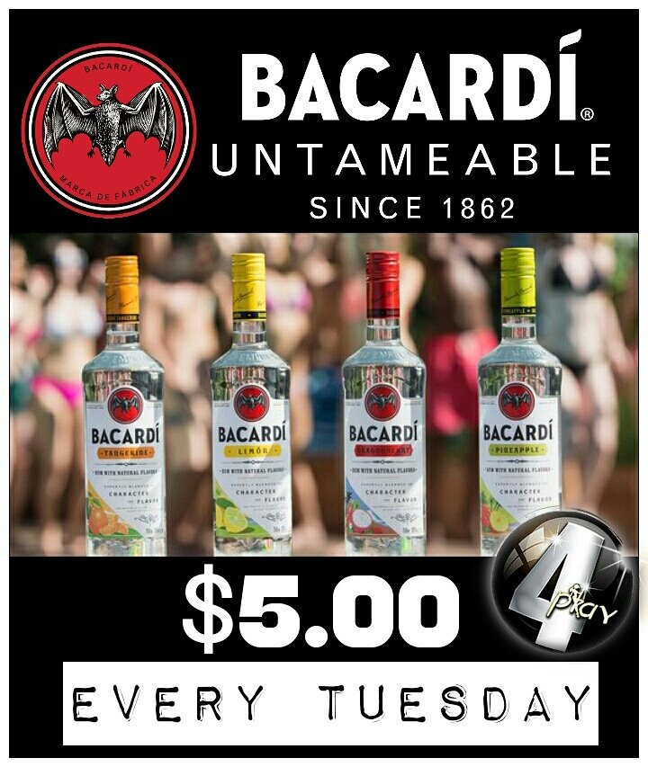 4PlayGandy's tweet photo. EVERY TUESDAY ! $5 BACARDI! https://t.co/olUxXa0Foo