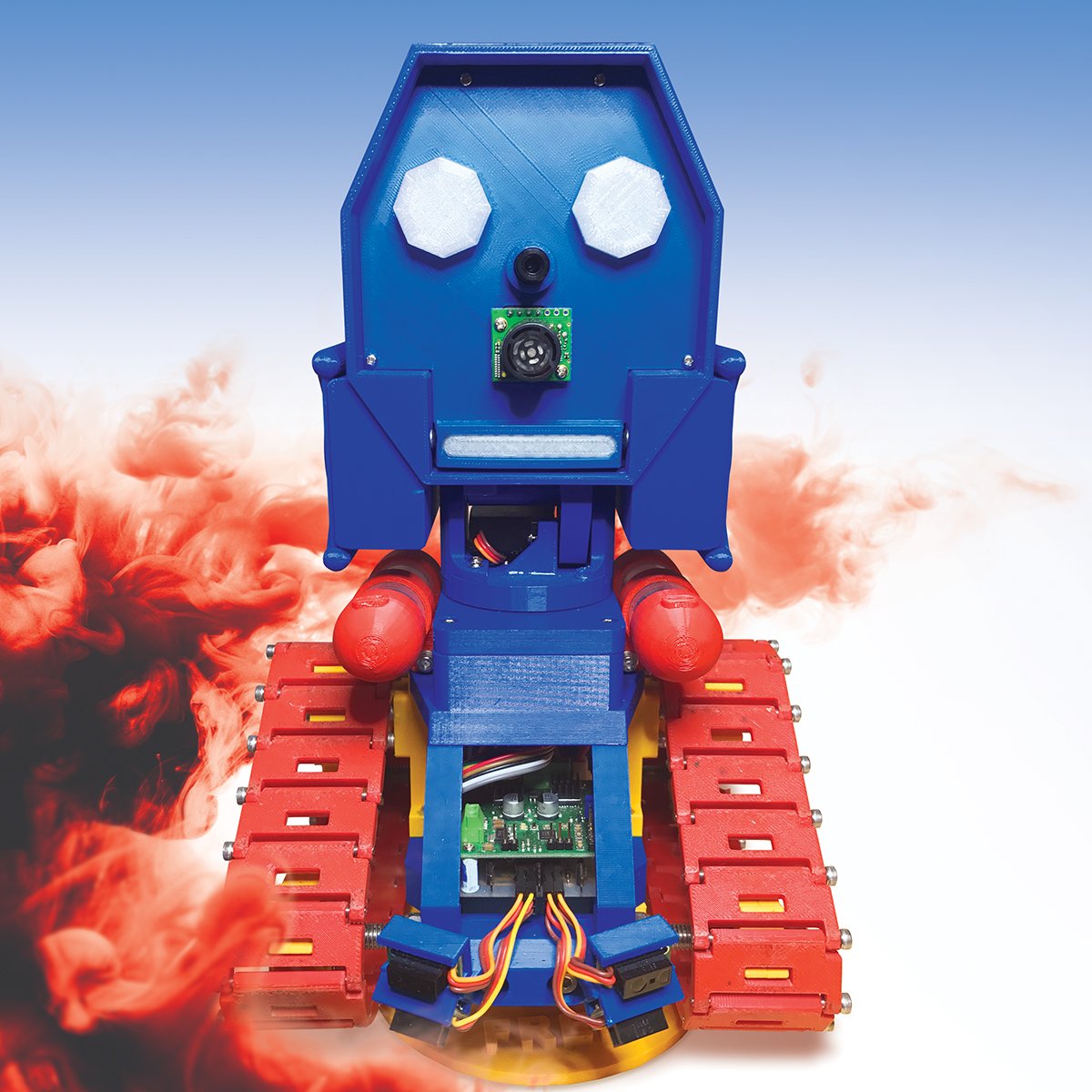 diyodemag's tweet photo. [Issue1] Meet FRED, an autonomous robot who chases people &amp; shoots them with water: https://t.co/tq5vK8epeC #diyode #robotics #opensource https://t.co/R1ADd6YD7Q