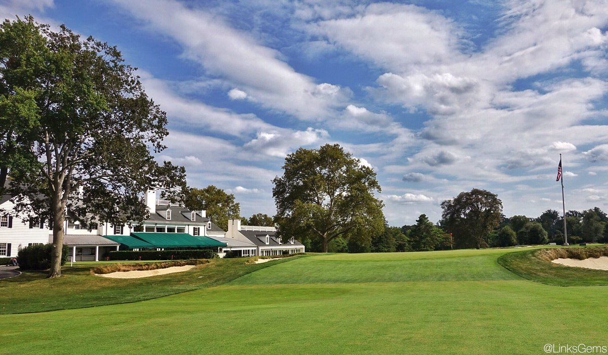 LinksGems's tweet photo. The 18th at #Merion, site of some of golf's most indelible moments, including Justin Rose's cut 4-iron from 229yds to win the #2013USOpen. https://t.co/G0TUN0SU0h