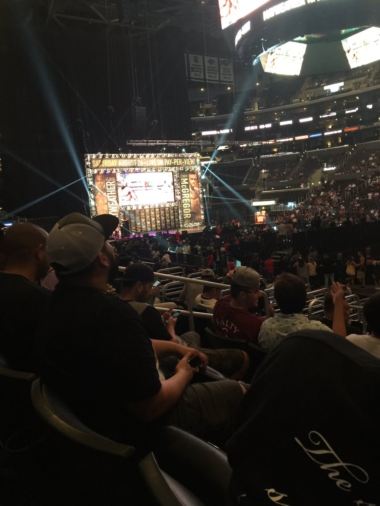 rdebilzan's tweet photo. Conference #1✔️ SECTION 109, seats 8&amp;9 #MAYMACWORLDTOUR @MayweatherPromo https://t.co/dRy8nQPyjw