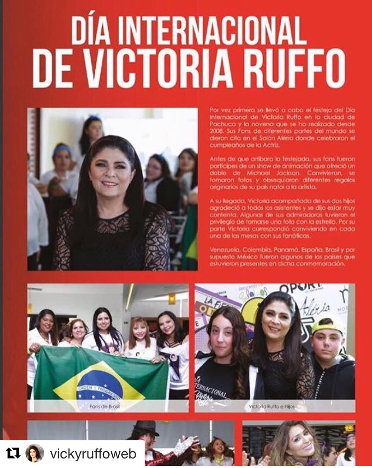 fcvickytafayad's tweet photo. Nuestra princesa en la revista @revista_oport comemorando el  Día Internacional de Victoria Ruffo. #DIVR2017 https://t.co/e5aT4s5Wnz