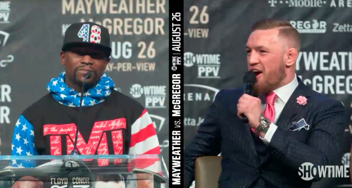 Sporf's tweet image. Floyd Mayweather: "Wanna see what a $100m fight looks like?"

*Floyd pulls out a cheque*

Conor McGregor: "That's for the tax man..." 😂🔥