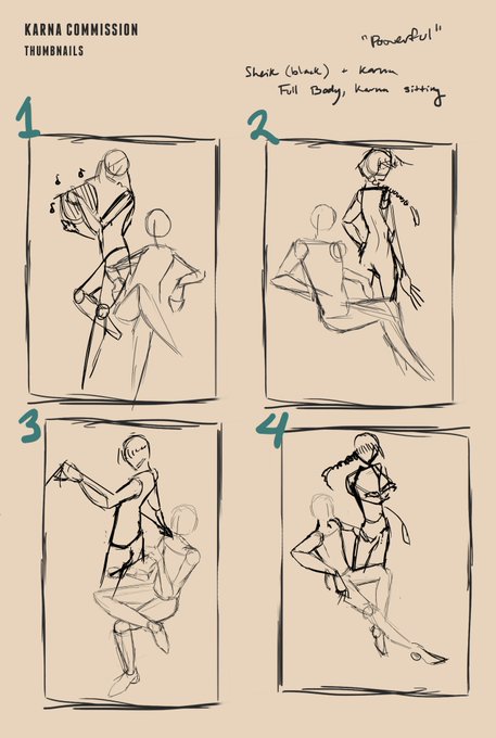 Did some sketching today for a commission. I wanna get that composition juuuust right. 