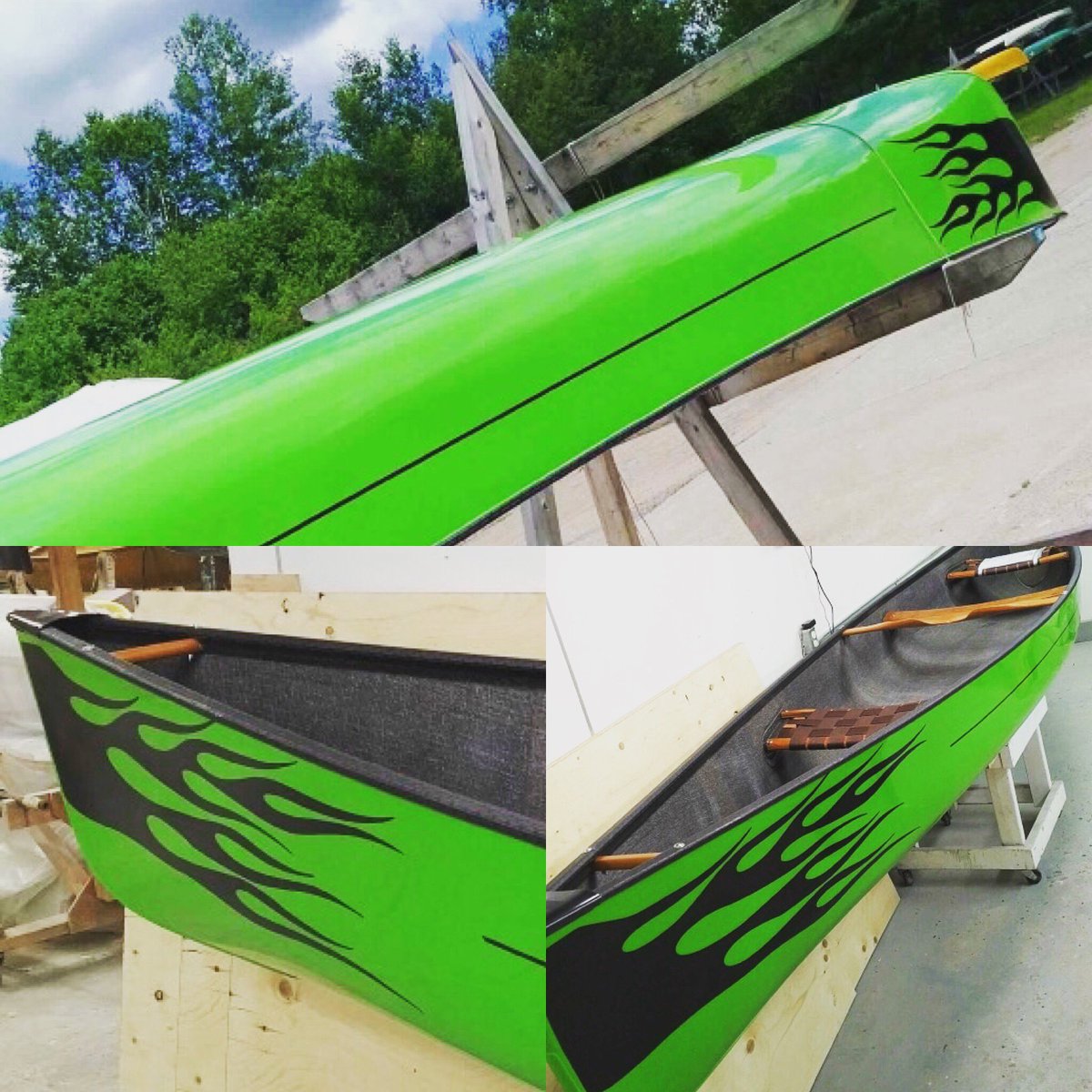 Swift_Canoe's tweet photo. Sometimes our clients have very cool ideas. And we have fun turning their ideas into reality. #customcanoe #greenmachine #SwiftCanoe https://t.co/uvwW81BzLH